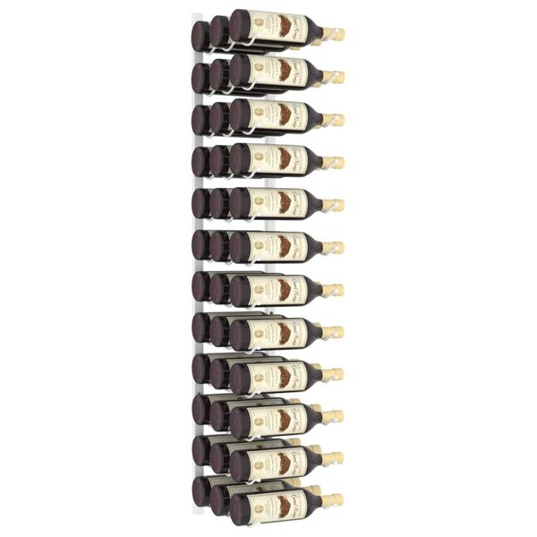 vidaXL Wall Mounted Wine Rack for 36 Bottles White Iron