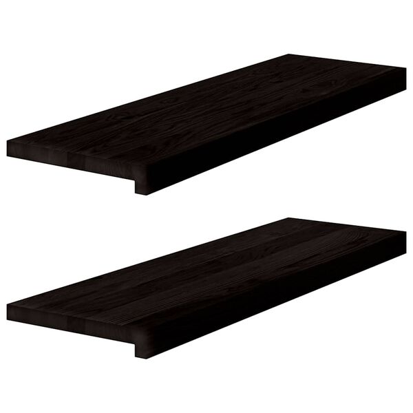vidaXL Stair Tread Set of 2 Dark brown Solid oak wood