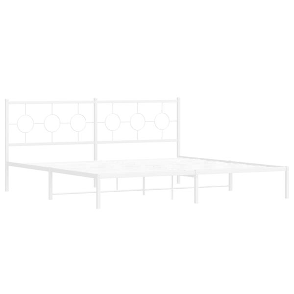 vidaXL Bed Frame White Powder-coated steel Full Bed Frame Rectangular