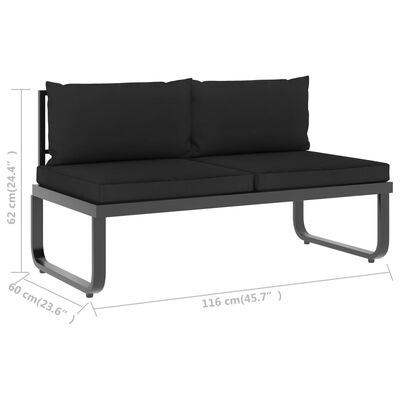 vidaXL 5 Piece Patio Corner Sofa Set with Cushions Aluminum and WPC
