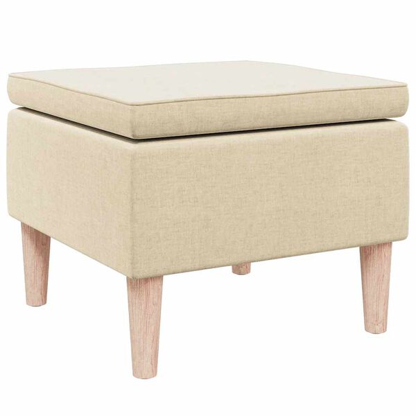 vidaXL Stool Cream Polyester Medium Footrest Footstool Square