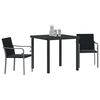 vidaXL Garden Dining Set 3 pcs Black and Grey PE Rattan