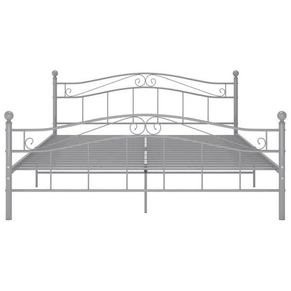 vidaXL Bed Frame Gray Powder-coated metal 55 x 78.7 in Durable