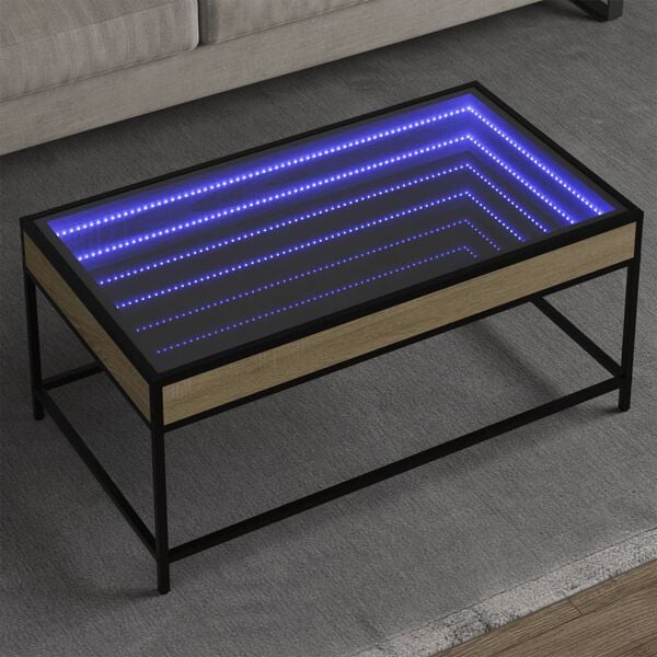 vidaXL Coffee Table Sonoma Oak Engineered wood, glass, metal Medium