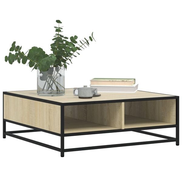 vidaXL Coffee Table Sonoma oak and black Engineered wood and metal