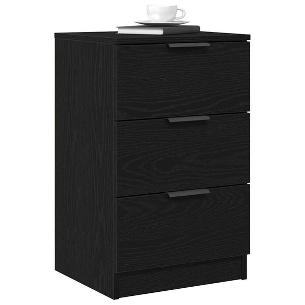 vidaXL Bedside Cabinet with Drawer Black Oak 15.75 x 25.59 x 25.59 in