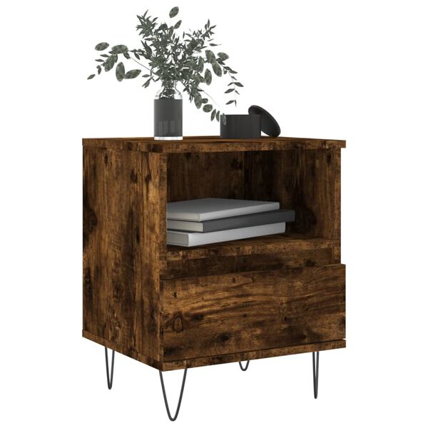 vidaXL Nightstand Set of 2 Smoked Oak Engineered Wood Medium