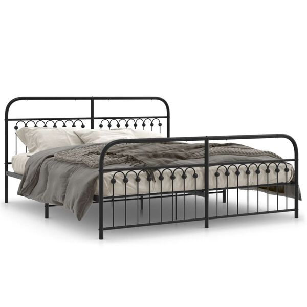 vidaXL Bed Frame Black Steel Full Bed Frame Rectangular Durable