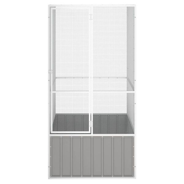 vidaXL Bird Cage Grey Galvanized Steel Large Bird Cage Rectangular