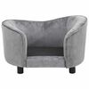 vidaXL Dog Sofa Grey Plush, Solid Fir Wood, Foam 27.2x19.3x15.7 in