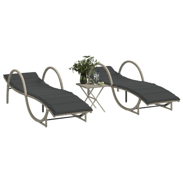 vidaXL Sun Lounger Set of 2 Light Grey
