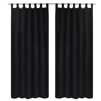 2 pcs Black Micro-Satin Curtains with Loops 55" x 96"