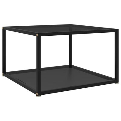 vidaXL Coffee Table Black 23.6"x23.6"x13.8" Tempered Glass