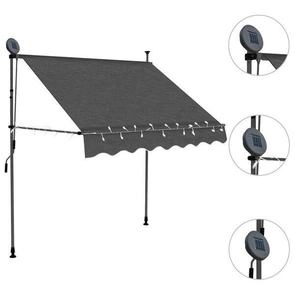vidaXL Retractable Awning Anthracite Polyester Small Retractable