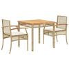 vidaXL Garden Dining Set Beige PE rattan Medium Removable Covers