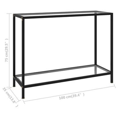 vidaXL Console Table Transparent 39.4"x13.8"x29.5" Tempered Glass