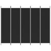 vidaXL 5-Panel Room Divider Black 98.4"x78.7" Fabric
