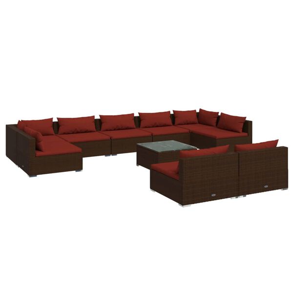 vidaXL Garden Lounge Set Brown PE Rattan Large Modular