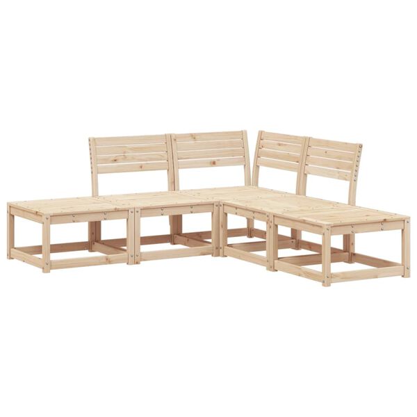 vidaXL Garden Sofa Set Natural Pine Solid Pine Wood 5 Piece Set Modular