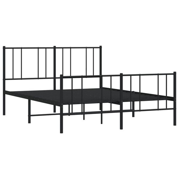 vidaXL Bed Frame Black Powder-Coated Steel Small Double Bed Frame