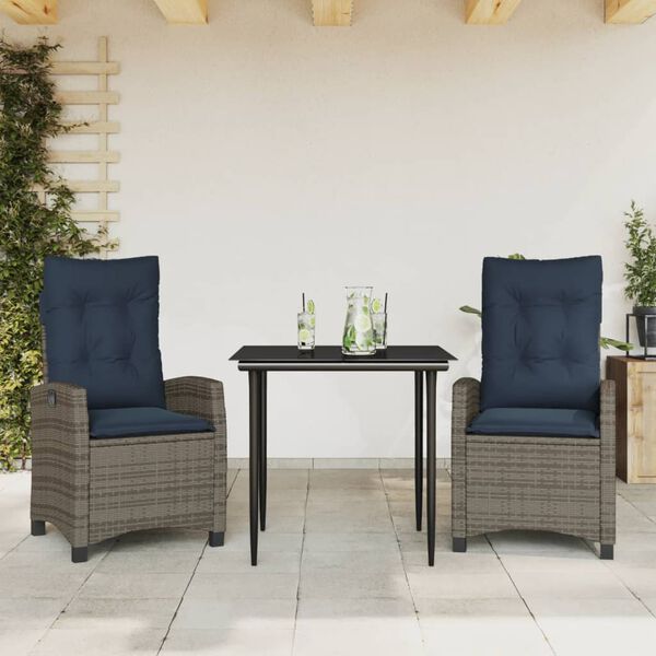vidaXL Garden Dining Set Grey, Black, Navy Blue