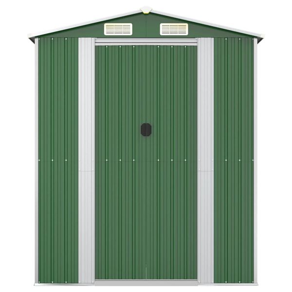 vidaXL Large Green Garden Shed Galvanized Steel Rectangular Design