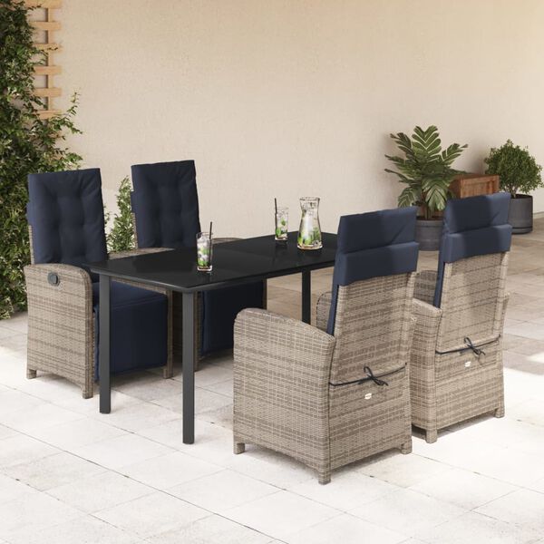 vidaXL Garden Dining Set Grey, Navy blue