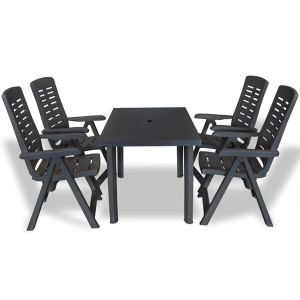 vidaXL Dining Set Anthracite Plastic Standard Foldable