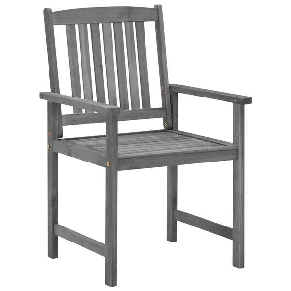 vidaXL Patio Chair Set of 4 Gray Solid Acacia wood Standard Durable