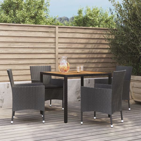 vidaXL Patio Dining Set Set of 4 Black