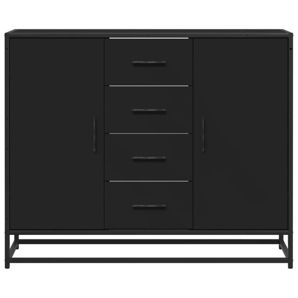 vidaXL Sideboard Black Engineered wood and metal Sideboard Rectangular