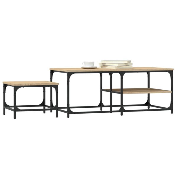vidaXL Nesting Coffee Table Set of 2 Sonoma oak Engineered wood, metal