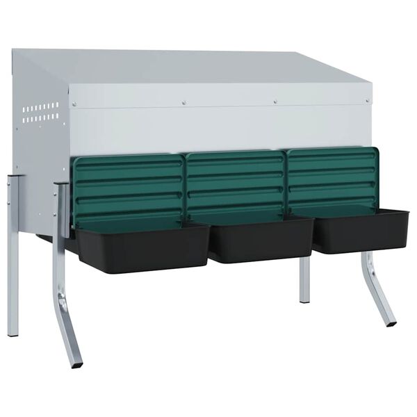 vidaXL Chicken Nesting Box 3 Compartments with Legs Galvanised Steel
