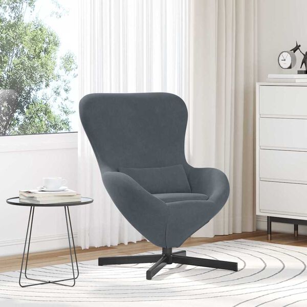 vidaXL Egg Chair Dark Grey 24.80 x 28.74 x 35.43 in Velvet