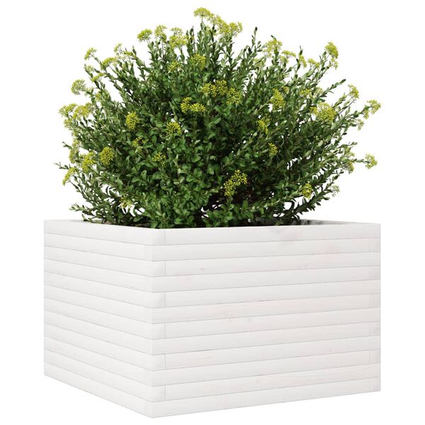 vidaXL Garden Planter White Solid Pinewood Medium Durable