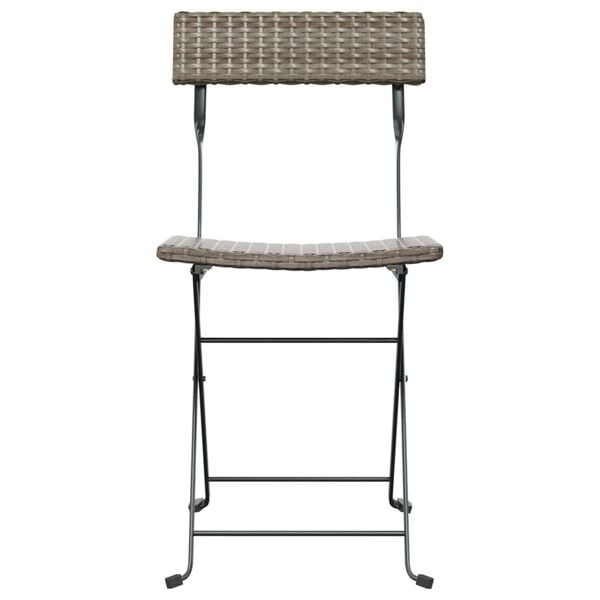 vidaXL Folding Bistro Chair Set of 4 Grey PE rattan Standard Foldable