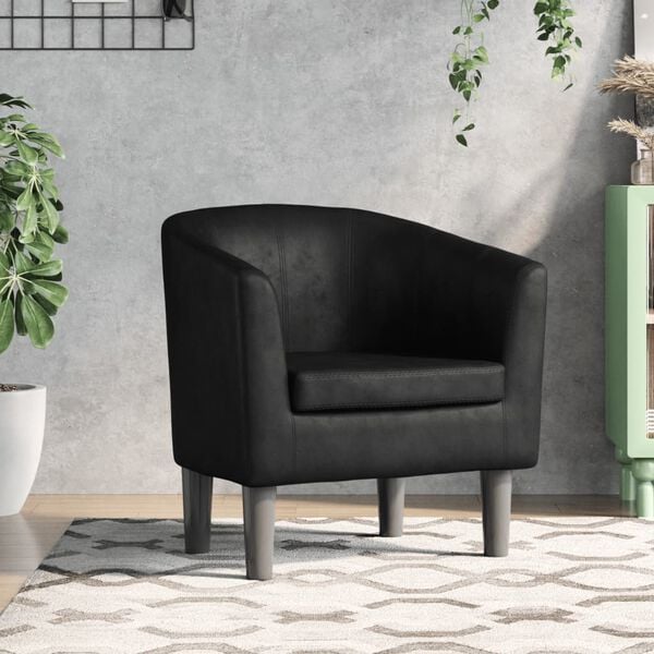 vidaXL Tub Chair Black Faux leather, pinewood, plywood Single Durable