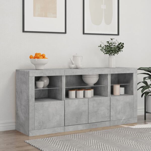 vidaXL Sideboard Concrete grey Engineered wood, glass Medium Sideboard