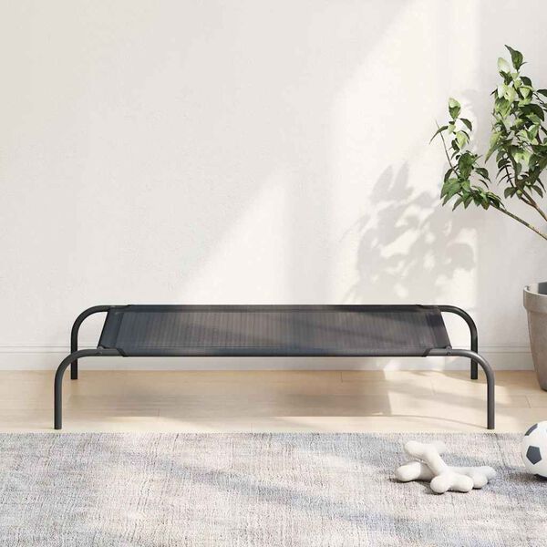 vidaXL Dog Bed Black 30% Polyester, 70% PVC, Powder-Coated Steel Large