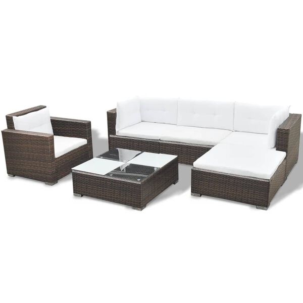 vidaXL Lounge Set Brown and Cream White