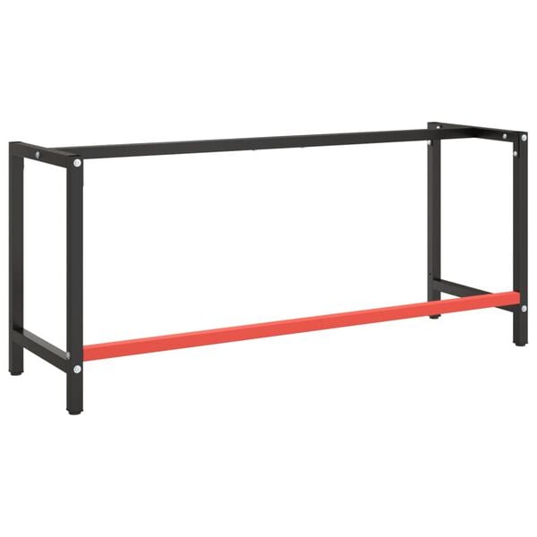 vidaXL Work Bench Frame Matte black and matte red Powder-coated metal