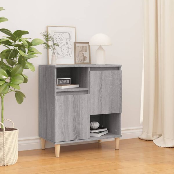 vidaXL Sideboard Grey Sonoma Engineered wood, solid eucalyptus wood