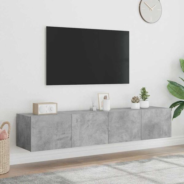 vidaXL TV Wall Cabinet Set of 2 Concrete Grey Engineered Wood Floating