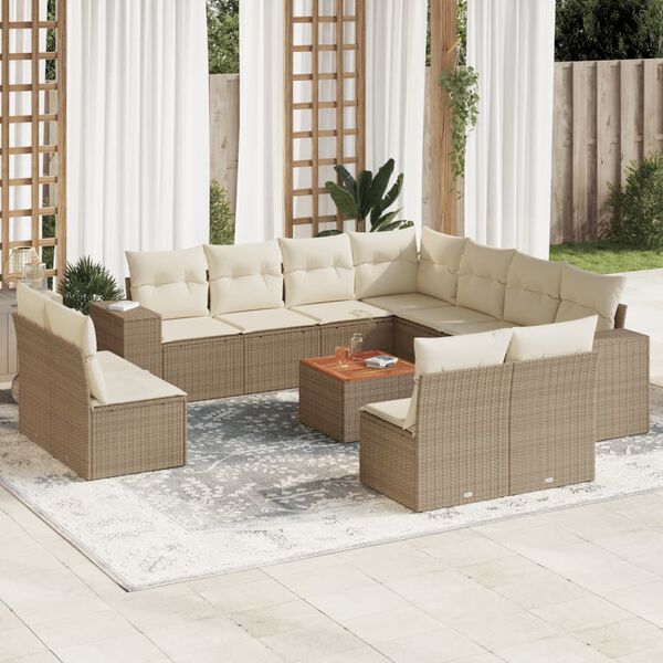 vidaXL Garden Sofa Set Beige PE Rattan Large Modular Garden Sofa Set
