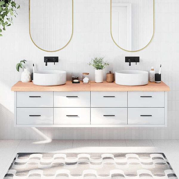 vidaXL Bathroom Countertop Light Brown 78.7 x 23.6 x (0.8-2.4) " Treated Solid Wood