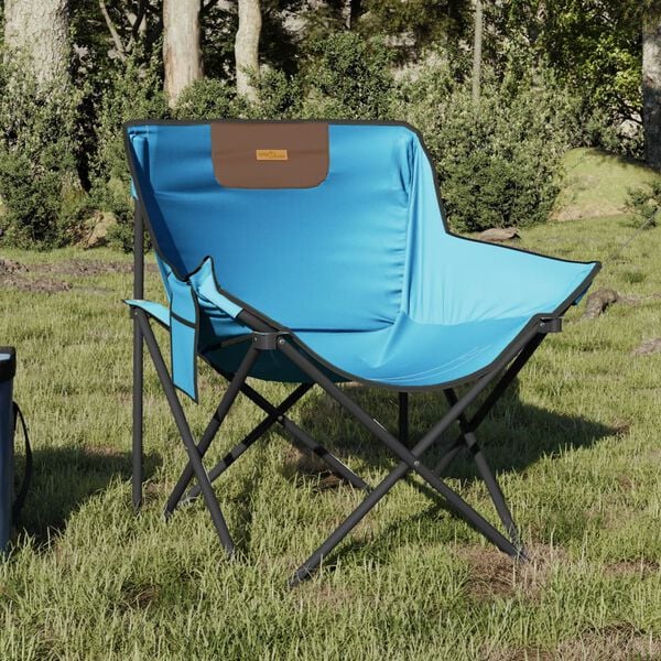 vidaXL Camping Chair Bright Blue 600D Polyester with PE coating, Steel