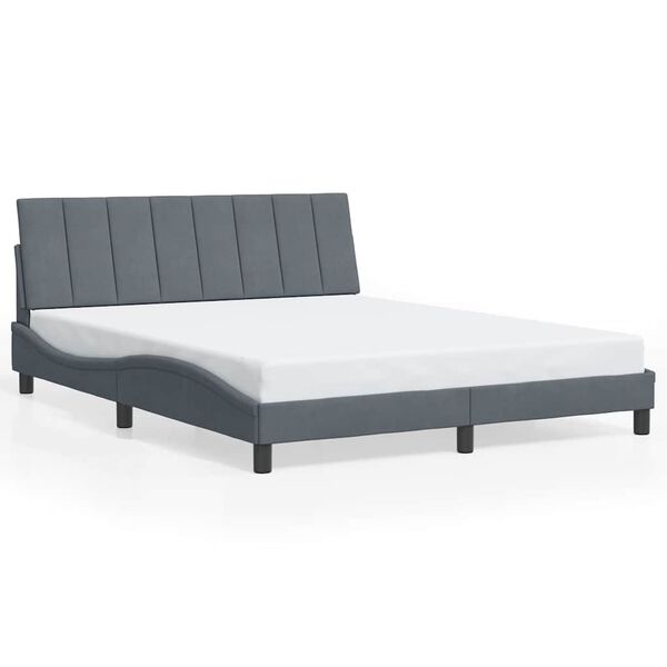 vidaXL Bed Frame without Mattress "Hanko" Dark Gray 59.8"x79.9" Velvet