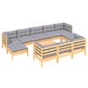 vidaXL Garden Lounge Set Grey Solid pinewood, fabric (100% polyester)
