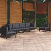 vidaXL Garden Lounge Set Black Solid pine wood, fabric (100% polyester)