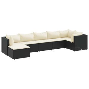 vidaXL Patio Lounge Set Black with Cream White Cushions